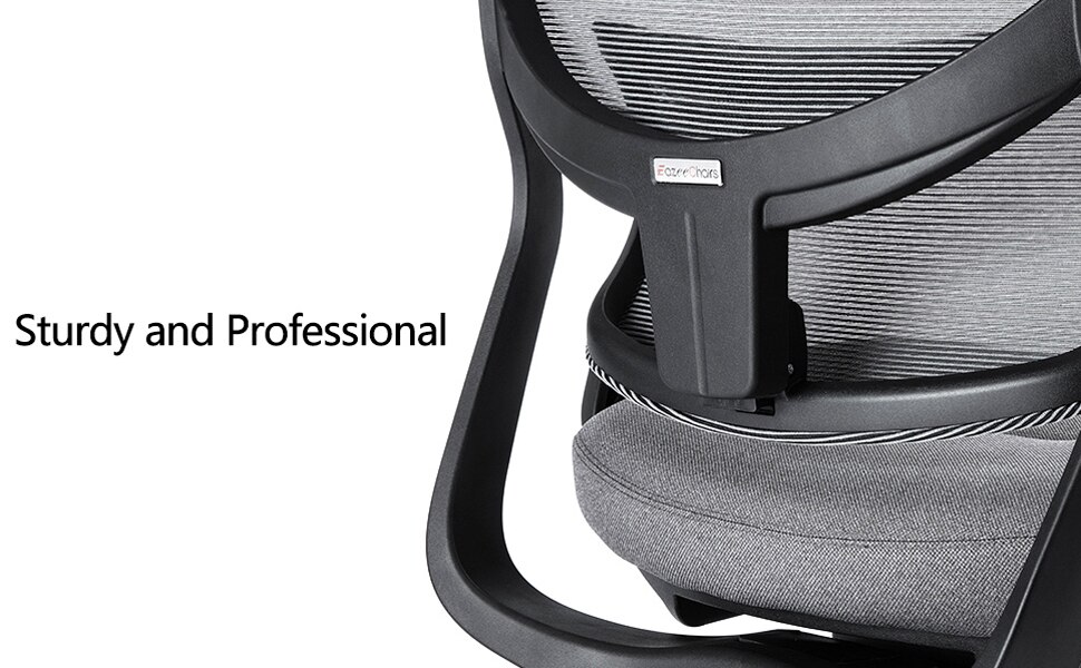 EazeeChairs Gray Office Mesh Ergonomic Chair with Adjustable Headrest
